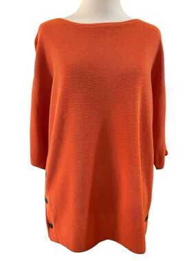 CHICO’S SHORT SLEEVE OVERSIZED TEXTURED SWEATER ORANGE CHICOS SIZE 0 US XS 4